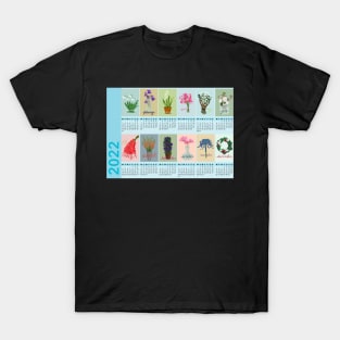 Birth Month Flowers Calendar 2022 T-Shirt